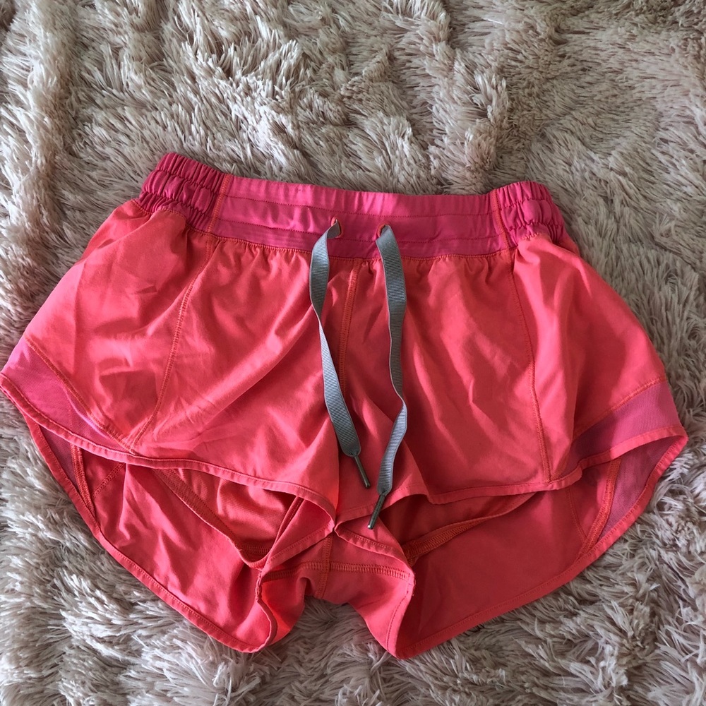 Pink Lululemon running shorts
